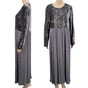 FREE Wear Vintage Earthy Green Witchy Long Sleeve Maxi Dress Velvet Jacquard